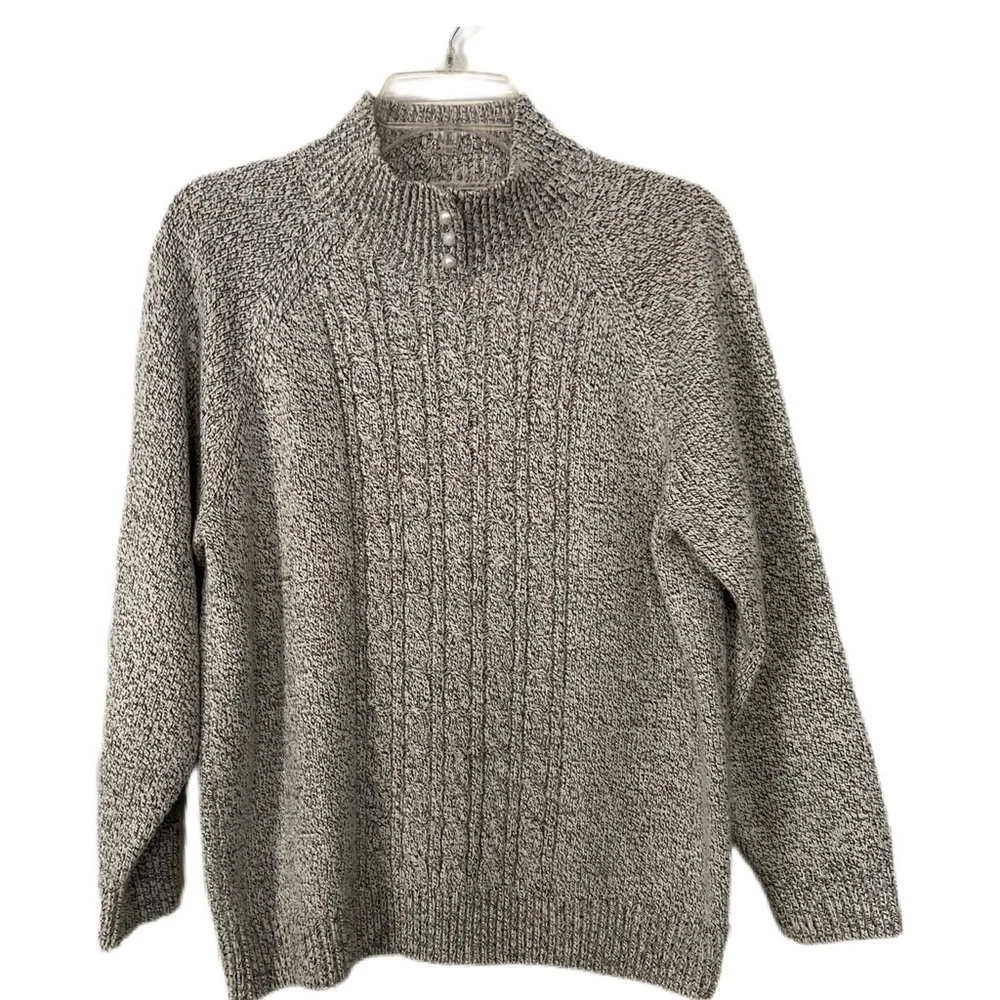 Karen Scott Heathered Gray Mock Neck Sweater Size PL - Picture 2 of 10